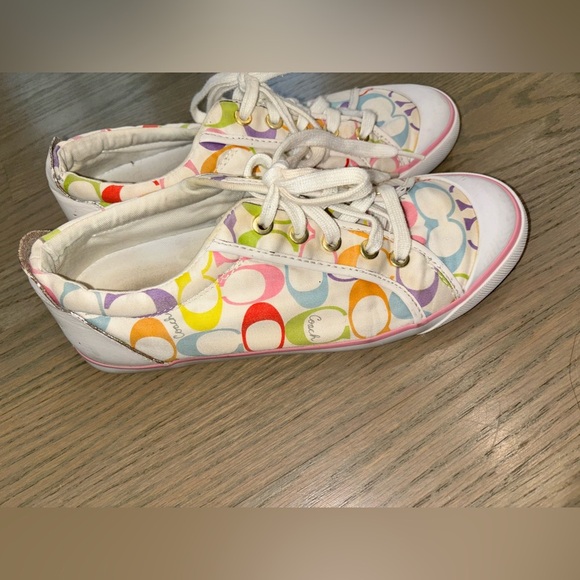 Coach Barrett Low Top Multicolor Logo Sneakers women’s size 9 - Picture 4 of 8